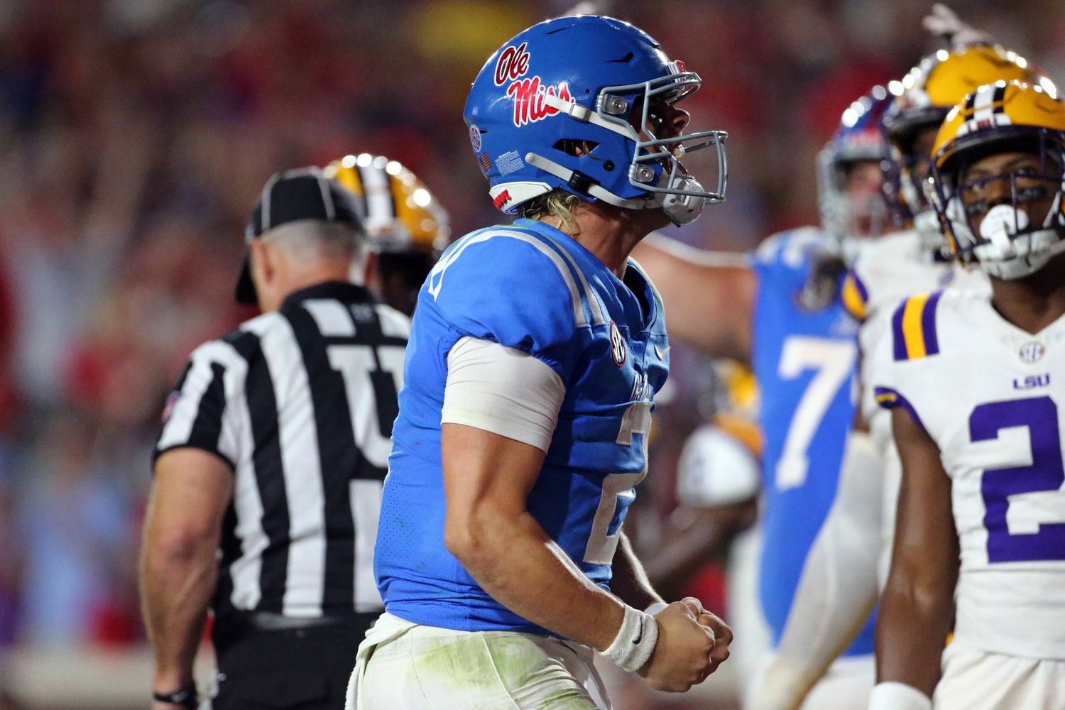 Ole Miss QB Jaxson Dart last season vs. LSU